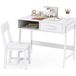 Bureau enfant avec chaise - avec tiroir et étagère - conception ergonomique - blanc