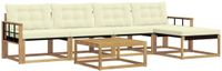 vidaXL Bank loungeset 5 zitplaatsen Wit en crèmekleurig Acacia hout