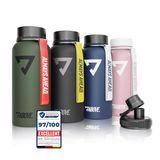 ABOVE. Drinkfles Roestvrij Staal 1 L I Extra Drinkdop I Dubbelwandige Thermosfles houdt tot 12H Warm & 24H Koud I 100% BPA Vrij I Robuust en Lekvrij voor Fitness, Sport & Outdoor (Zwart-geel)