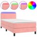 vidaXL Boxspringbed met matras en LED-verlichting, roze, 80x220 cm, fluweel