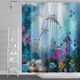 Merkloos / Sans marque Oceaan dolfijn Douchegordijn - Badkamer gordijn - Badkamer decoratie - Waterdicht polyester - 140x183cm