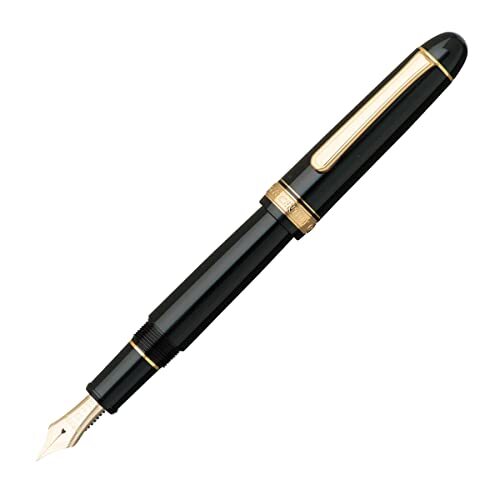 PLATINUM PLATINUM Japanse vulpen # 3776 Century Gold Trim Black in Black SF/zwart / 0,30-036 mm/handgemaakt/veer van 14-karaats goud/met geschenkdoos/vulpen