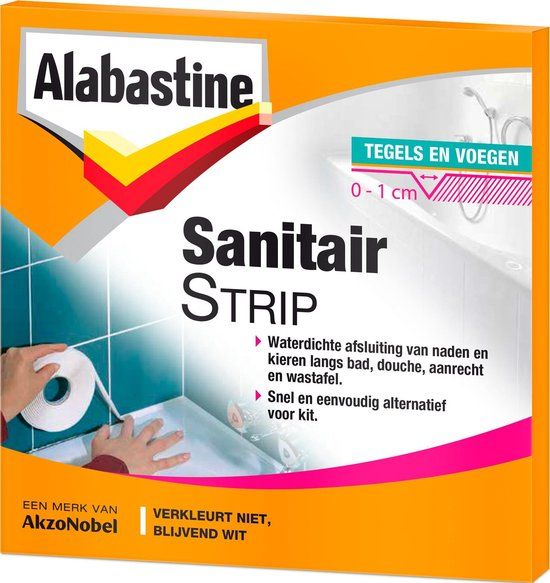 Alabastine Sanitairstrip Tegels en Voegen - Wit - 5 meter
