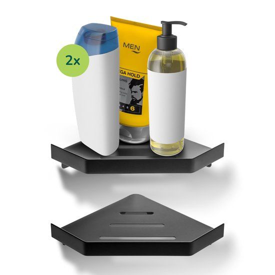 XIVADA Doucherek Hoek - Zwart - Hoekplanchet - 2 stuks - Hoekrek Douche