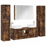 vidaXL Badkamermeubel Set 6 st Gerookt eiken Bewerkt hout en glas