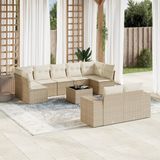 Maison Exclusive - Ensemble de meubles de jardin 10 pièces avec canapé et coussins, beige, en polyrotin