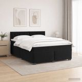 vidaXL Boxspringbed met matras en LED-verlichting, zwart, 140 x 200 cm, fluweel