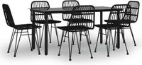 vidaXL Ensemble de jardin 7 pièces en poly rotin Noir