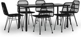 vidaXL Ensemble de jardin 7 pièces en poly rotin Noir