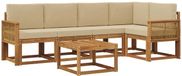 vidaXL Bankenset 6-delig Naturel et Beige Bois d'acacia massif