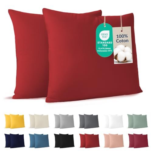 Dreamzie Kussensloop (Set van 2) – Rood Katoen - 60 x 60 cm