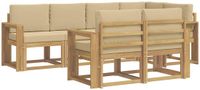 vidaXL - Hoek loungeset - 7-delig - Polyester - Wit en Beige