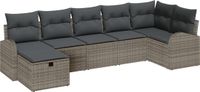 vidaXL Tuinbank - Set - 7-delig - Grijs - Polyrattan