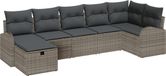 vidaXL Banc de jardin - Ensemble - 7 pièces - Gris - Polyrattan