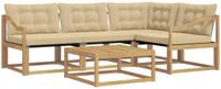 vidaXL Hoek loungeset 5-delig Wit en Beige Acacia Hout