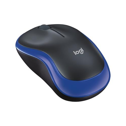 Logitech M185 Draadloze Muis, 2,4 GHz met USB-Mini-Ontvanger, Batterijduur van 12 Maanden, 1000 DPI Optische tracking, Tweehandig, Compatibel met PC, Mac, Laptop - Blauw