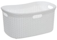 5five Wasmand van rotan gevlochten - wit - kunststof - 40 liter - 59 x 38 x 27 cm