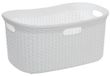 5five Wasmand van rotan gevlochten - wit - kunststof - 40 liter - 59 x 38 x 27 cm