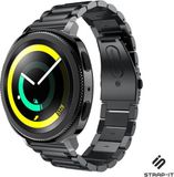 Strap-it Stalen Smartwatch bandje - Geschikt voor Samsung Gear Sport - Zwart