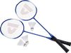 Eddy toys Badminton set blauw - 2 rackets - 3 shuttles - opbergtas 67 cm