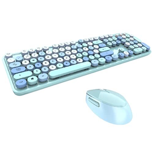 LJFLI Gaming Toetsenbord Draadloze en Muis Combo Kleur lippenstift meisje hart Desktop office gaming punk toetsenbord, Blauw