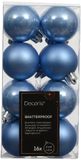 Decoris Decomis Kerstbal kunststof d4 cm sky blauw 16 st