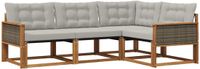 vidaXL Hoek loungeset 4-delig Naturel en lichtgrijs Acacia hout