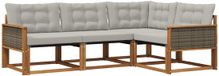 vidaXL Hoek loungeset 4-delig Naturel et gris clair Acacia bois