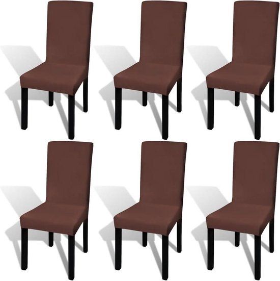 vidaXL Stoelhoezen 6 stuks Stretch Bruin