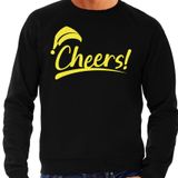 Bellatio Decorations Foute Kersttrui/sweater voor heren - cheers! - zwart - glitter geel - kerstfeest XL