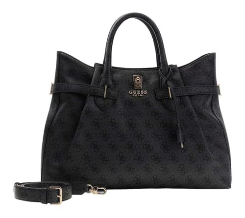 GUESS Yesba Girlfriend Satchel Bag Coal Logo donkergrijs