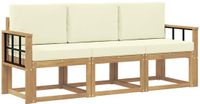 vidaXL Acacia Hout Wit en Crème Bank Loungeset 4 Zitplekken Exclusief Kussen