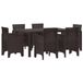 vidaXL Tuin Eettafel Set 7-delig Bruin Polyrattan