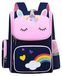 Sac à dos scolaire Eenhoorn bleu marine et rose avec design arc-en-ciel