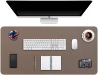 Merkloos DOBAOJIA Grote bureauonderlegger, bureaumat, toetsenbord- en muismat, laptopmat, schrijfpad, voor kantoor/huis/gaming, PU waterdicht + antislip suède, 90 x 43 cm (modderbruin)