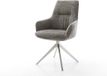 DELIFE Chaise de salle à manger Zelia-Flex avec accoudoir piètement croisé acier inoxydable bouclé doux boue pivotant à 360° fonction basculante noyau à ressorts ensachés
