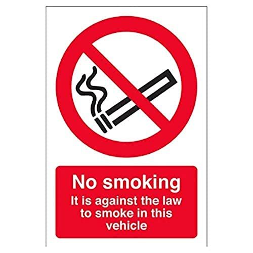 vsafety 57047 - No Smoking in Vehicle - Window Sticker - Portrait - 150mm x 200mm - Black/Red