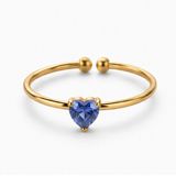 Cilla Jewels Dames ring Goudkleurig Blauwe Hartvormige Zirkonia