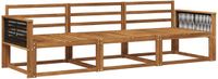 vidaXL - Chaise longue loungeset - 3-delig - Naturel - Massief Acacia Hout