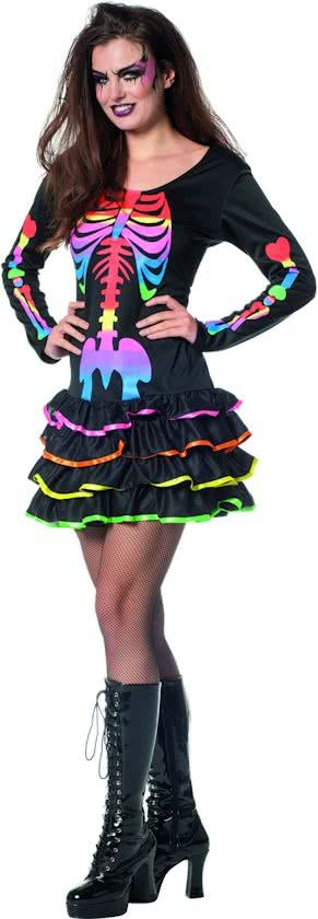 Feestbeest.nl Skelet jurkje rainbow voor dame