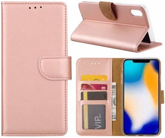Rose Goud Booktype / Portemonnee TPU Lederen Hoesje voor iPhone Xs Max