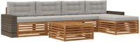 vidaXL - Buiten - bank - set - 4 - zitplekken - Naturel en lichtgrijs - Polyester