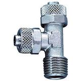 L-schroefverbinding, Riegler L-schroefverbinding, AG conisch, R 1/2, voor slang 10/8 mm, SW 17, werkdruk max. 18 bar, messing vernikkeld