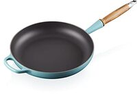 Le Creuset Signature gietijzeren koekenpan met houten handvat 28 cm Groenblauw