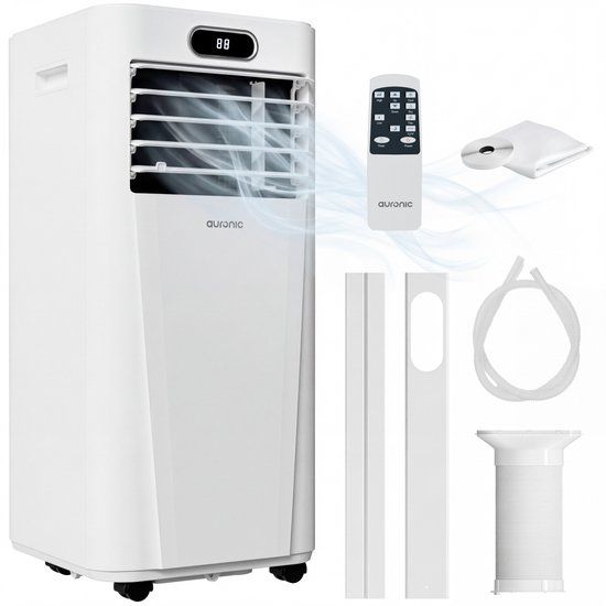 Auronic Mobiele Airco - 7.000 BTU - 3-in-1 - Airconditioning met 2 Raamafdichtingskits - Ventilator - Ontvochtiger - Tot 20m² - Wit