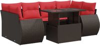 vidaXL 7-delige dining loungeset met kussens polyrattan acacia bruin
