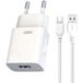 XO Design Chargeur secteur avec câble microUSB L99, 12W, 2,4A, 1 x USB-A, Blanc
