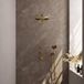 Brauer Gold Carving Thermostatische Regendoucheset Inbouw - Hoofddouche 30 cm - Rechte Wandarm - Handdouche 3 Standen - Doucheslang - Wandaansluitbocht - Geborsteld Goud