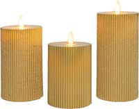 Anna's Collection LED stompkaarsen - 3x - goud - ribbel
