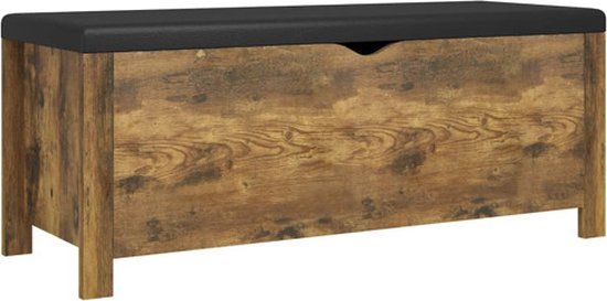 vidaXL Opbergbox met kussen 105x40x45 cm bewerkt hout gerookt eiken